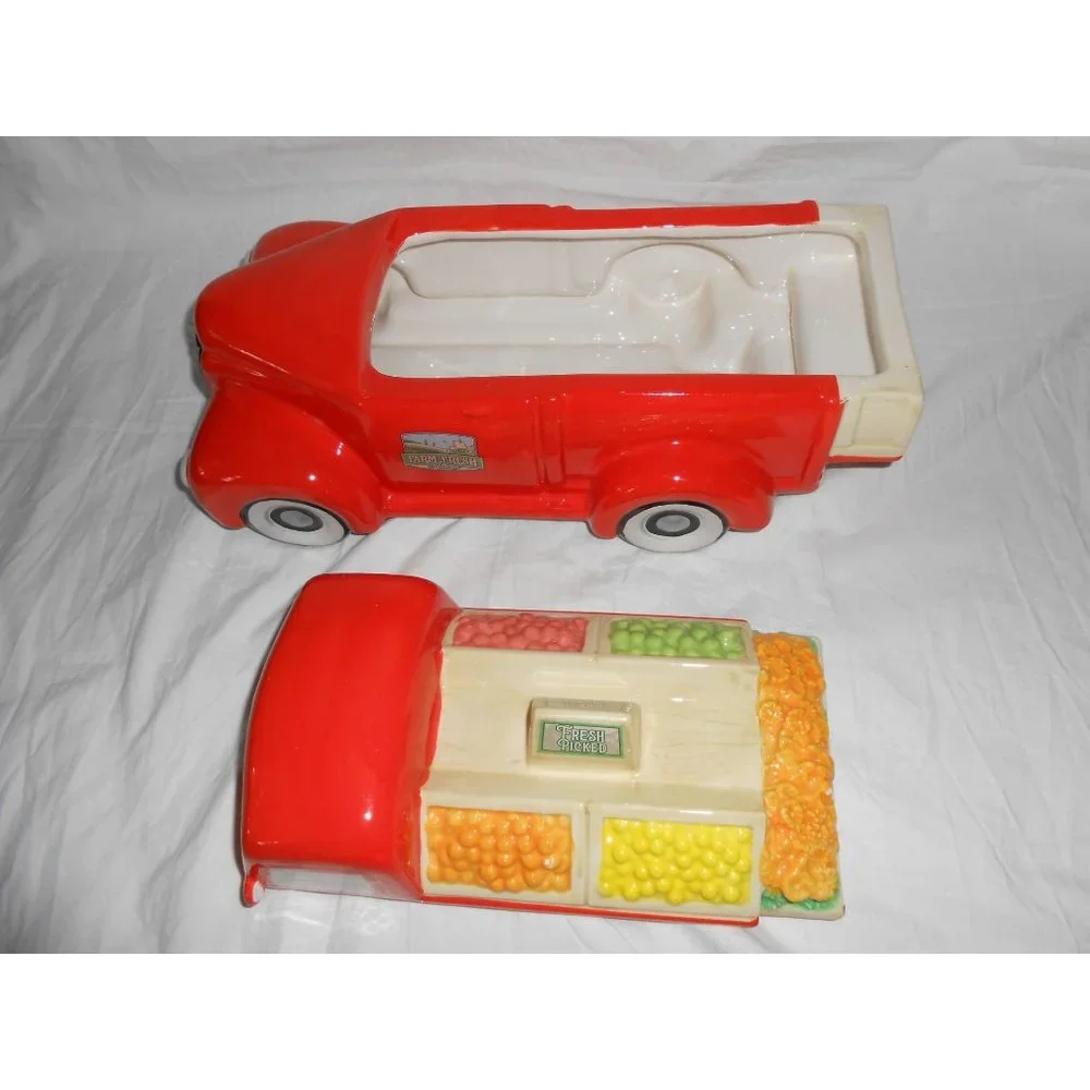 Super Cute Collectible Cheryl's Cookies Red Old Farm Truck & Produce Cookie Jar!